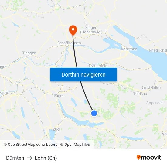 Dürnten to Lohn (Sh) map