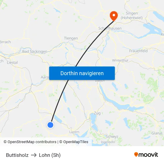 Buttisholz to Lohn (Sh) map