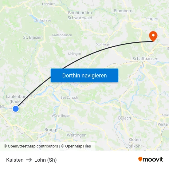 Kaisten to Lohn (Sh) map