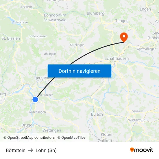 Böttstein to Lohn (Sh) map