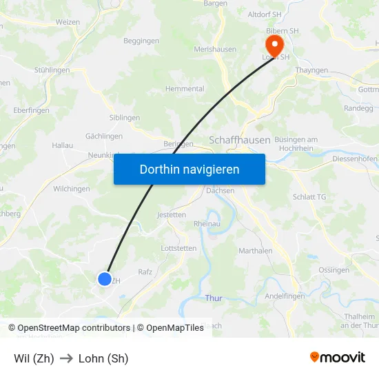 Wil (Zh) to Lohn (Sh) map