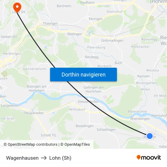Wagenhausen to Lohn (Sh) map