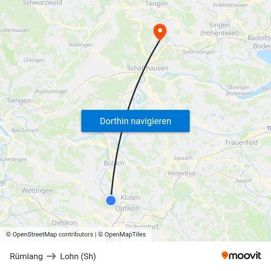 Rümlang to Lohn (Sh) map