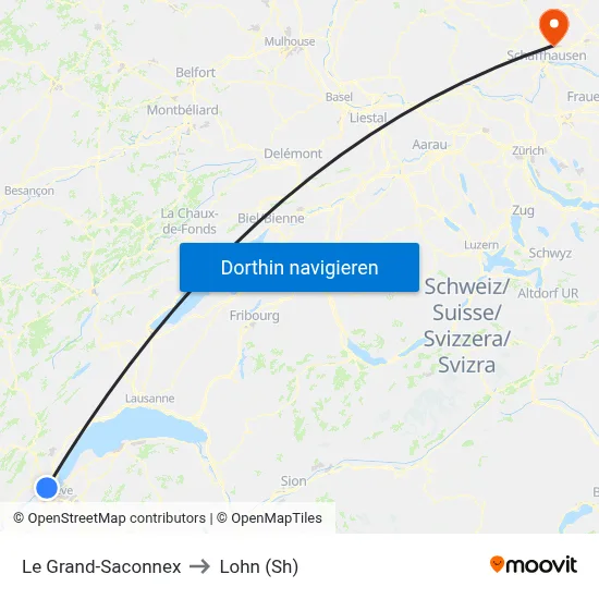 Le Grand-Saconnex to Lohn (Sh) map