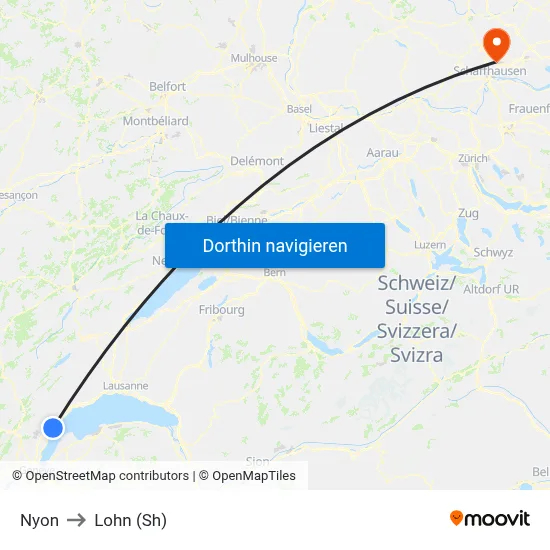 Nyon to Lohn (Sh) map