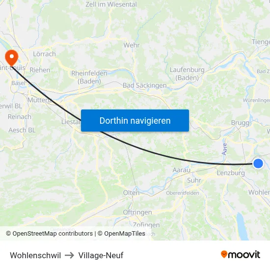Wohlenschwil to Village-Neuf map
