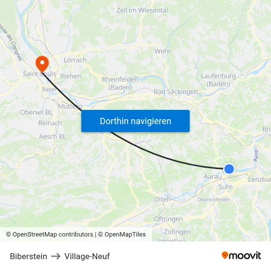 Biberstein to Village-Neuf map