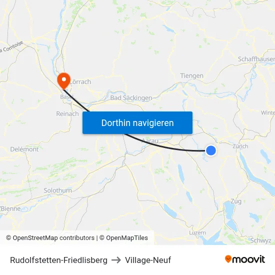 Rudolfstetten-Friedlisberg to Village-Neuf map