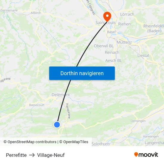 Perrefitte to Village-Neuf map