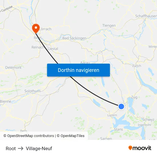 Root to Village-Neuf map