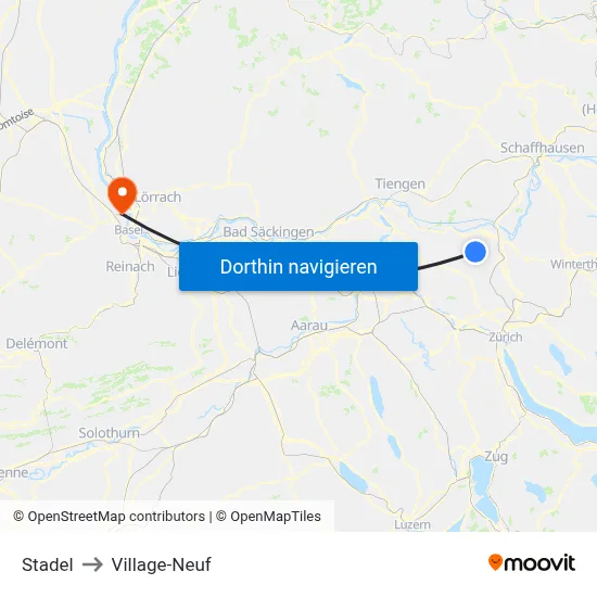 Stadel to Village-Neuf map