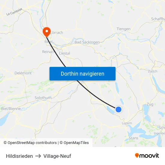 Hildisrieden to Village-Neuf map