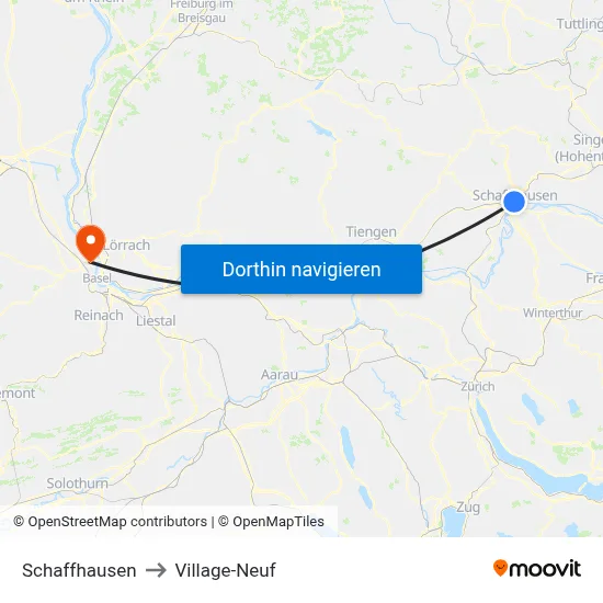 Schaffhausen to Village-Neuf map