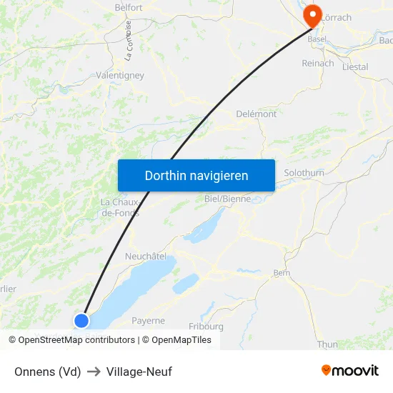 Onnens (Vd) to Village-Neuf map