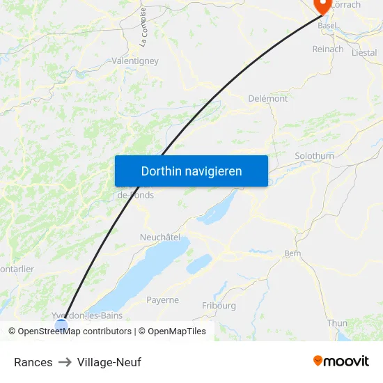 Rances to Village-Neuf map