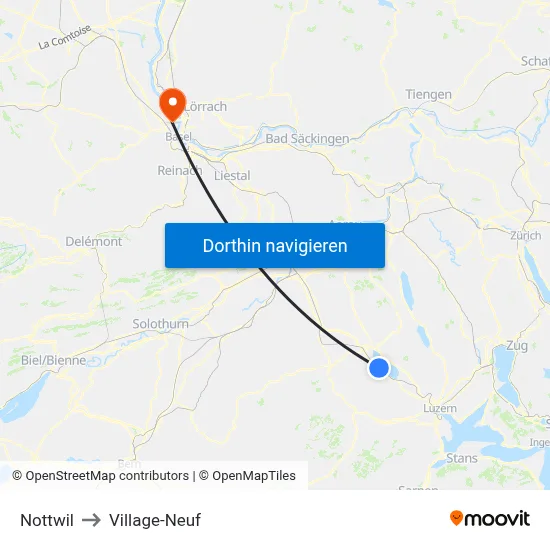 Nottwil to Village-Neuf map