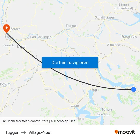 Tuggen to Village-Neuf map