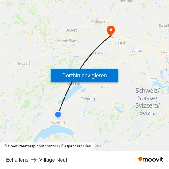 Echallens to Village-Neuf map