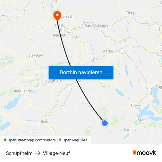 Schüpfheim to Village-Neuf map