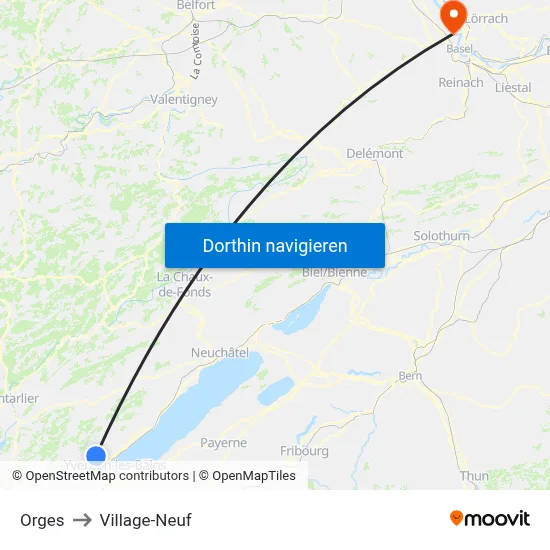 Orges to Village-Neuf map