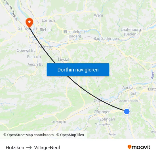 Holziken to Village-Neuf map