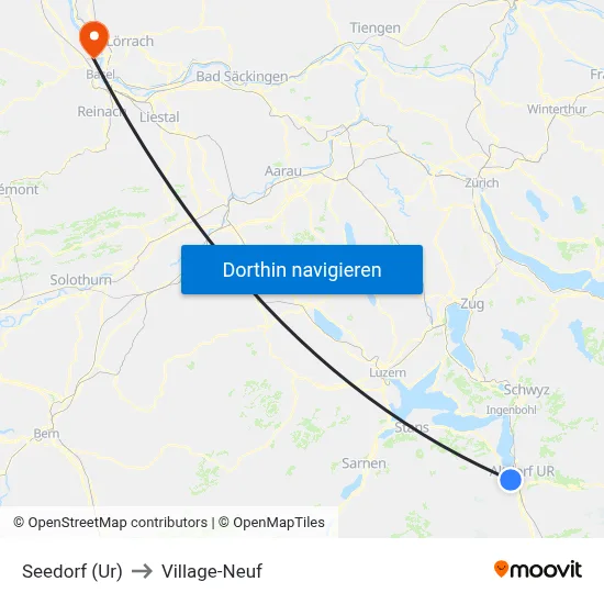 Seedorf (Ur) to Village-Neuf map