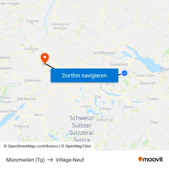 Münchwilen (Tg) to Village-Neuf map