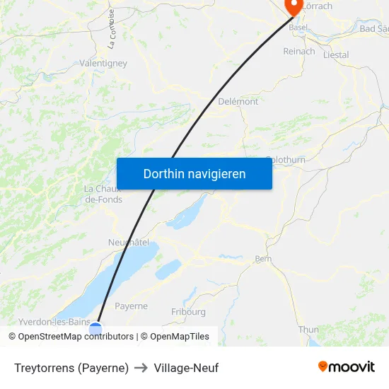 Treytorrens (Payerne) to Village-Neuf map