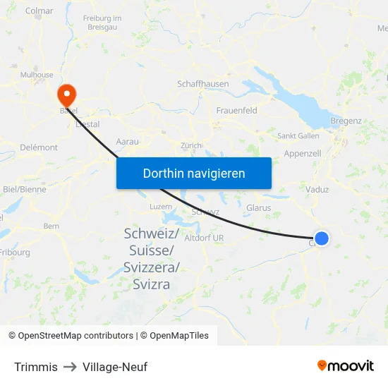 Trimmis to Village-Neuf map