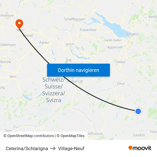 Celerina/Schlarigna to Village-Neuf map