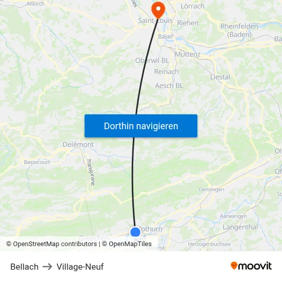 Bellach to Village-Neuf map
