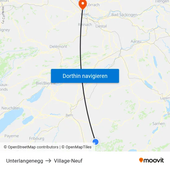 Unterlangenegg to Village-Neuf map