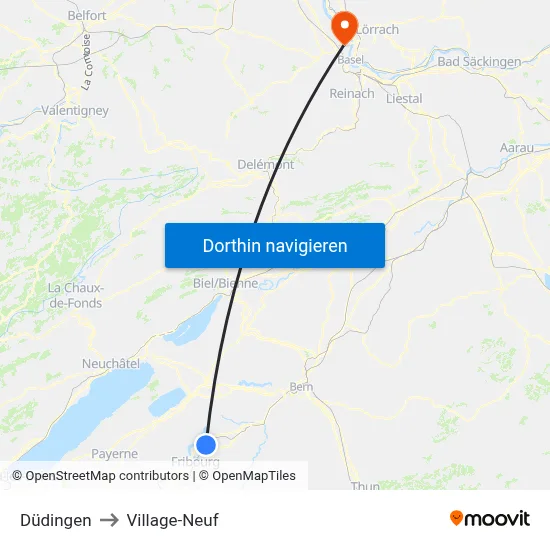 Düdingen to Village-Neuf map