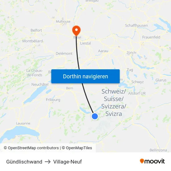 Gündlischwand to Village-Neuf map
