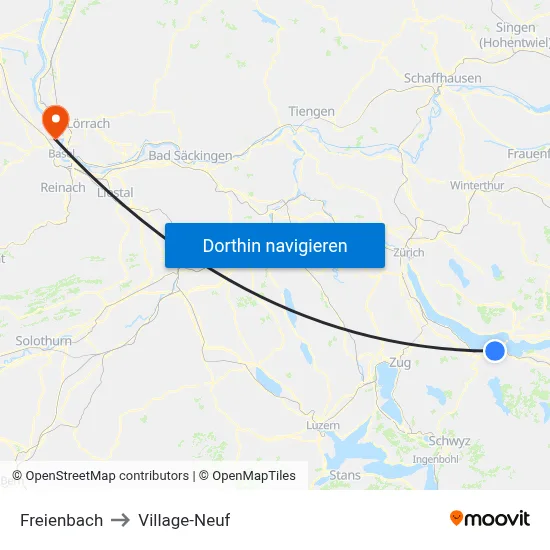 Freienbach to Village-Neuf map
