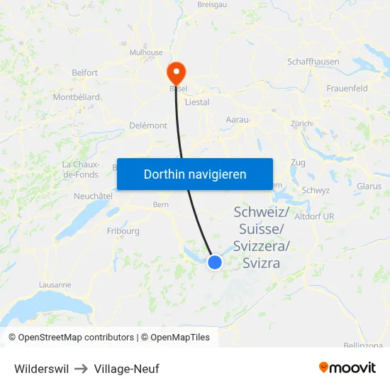 Wilderswil to Village-Neuf map