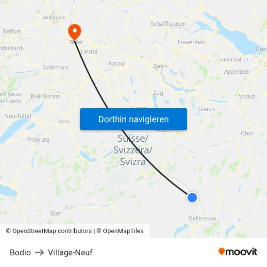 Bodio to Village-Neuf map