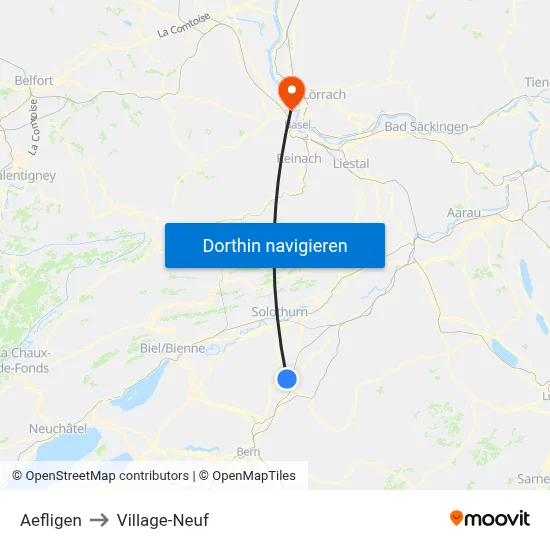 Aefligen to Village-Neuf map