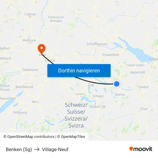 Benken (Sg) to Village-Neuf map
