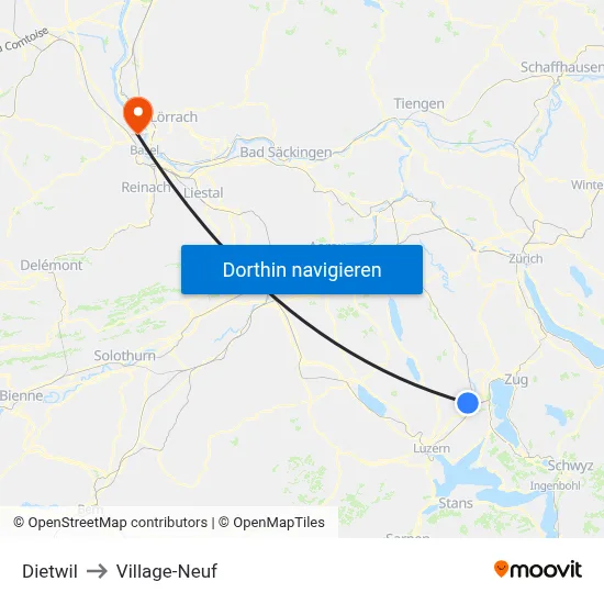 Dietwil to Village-Neuf map