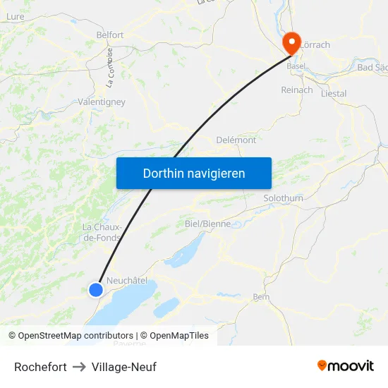 Rochefort to Village-Neuf map