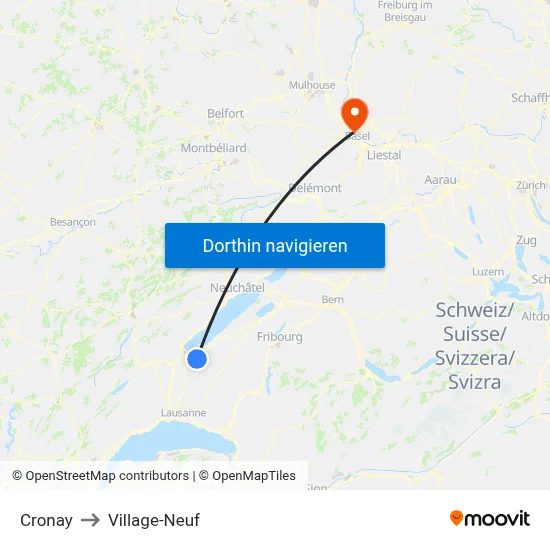 Cronay to Village-Neuf map