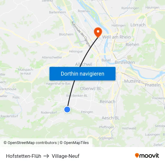 Hofstetten-Flüh to Village-Neuf map
