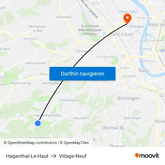 Hagenthal-Le-Haut to Village-Neuf map