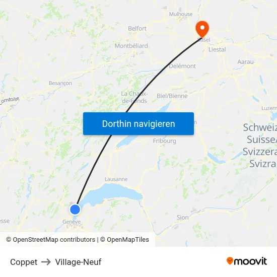 Coppet to Village-Neuf map