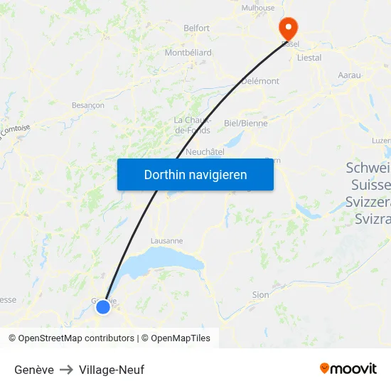 Genève to Village-Neuf map