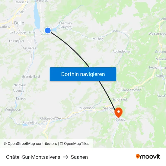 Châtel-Sur-Montsalvens to Saanen map