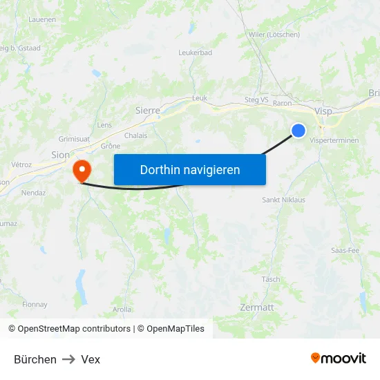 Bürchen to Vex map