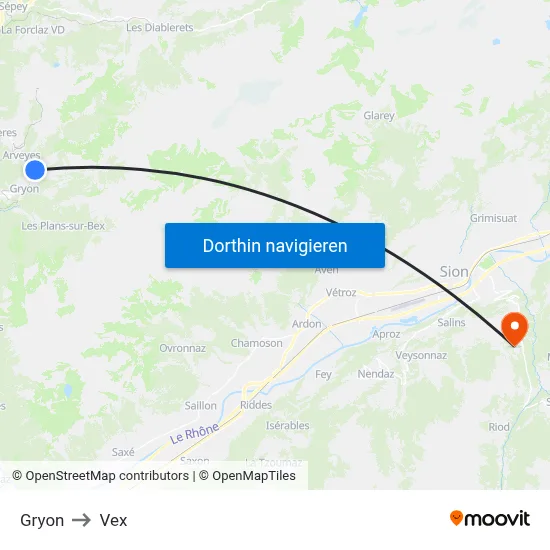 Gryon to Vex map