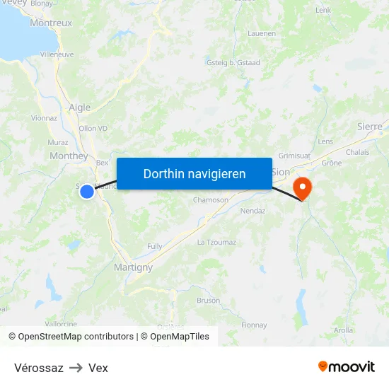 Vérossaz to Vex map